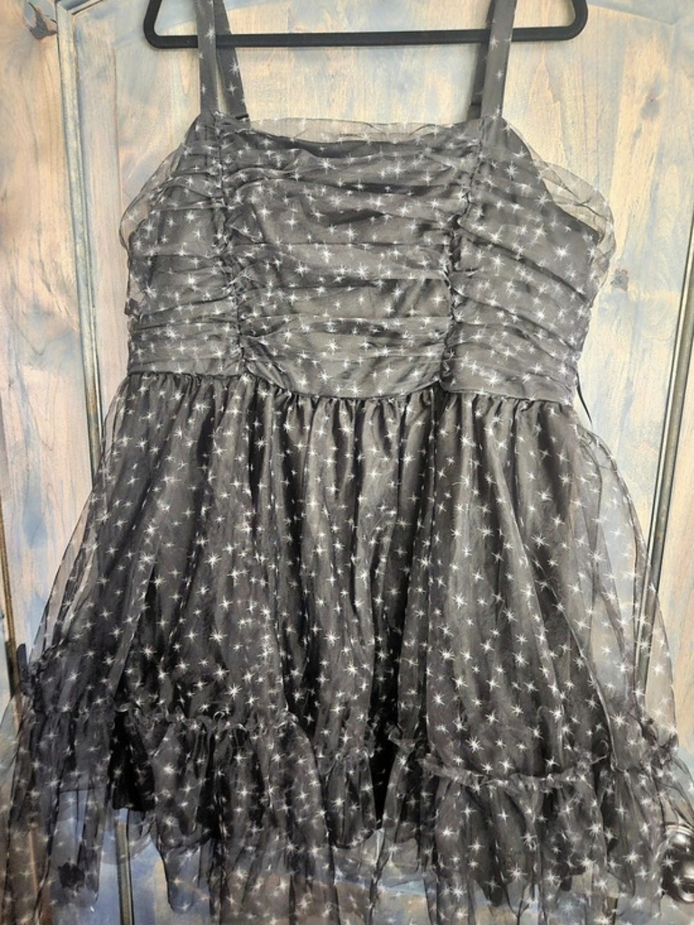 Torrid Retro Chic Ruched Tulle Mini Dress Black Star Print Mini Dress Size 22NWT